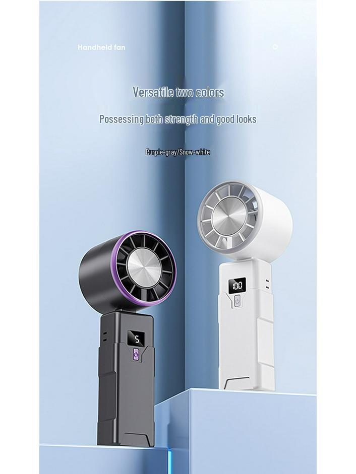 Portable Foldable Neck-Hanging USB Rechargeable Electric Fan with Digital Display and Long Battery Life