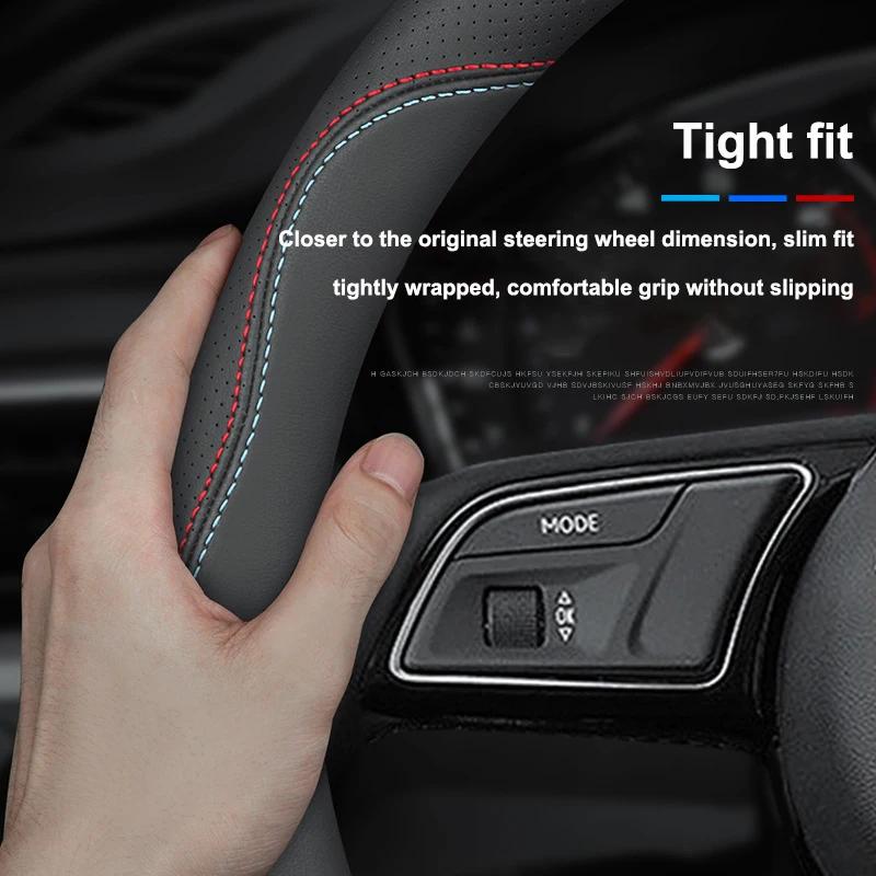 Hohe Lederflechtung Auf Auto Lenkradabdeckung Hülle Für Ora O3 Good Cat Lightning Cat O3 GT 37-38,5CM