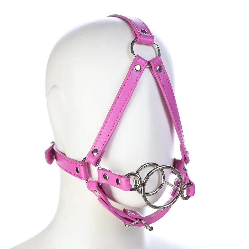 PU Leder Kopfband O-Ring Mundknebel Metallring Offener Mund Fixierung für Frau Sklavin Bondage Fetisch SM Paar Spielzeug Sexspielzeug