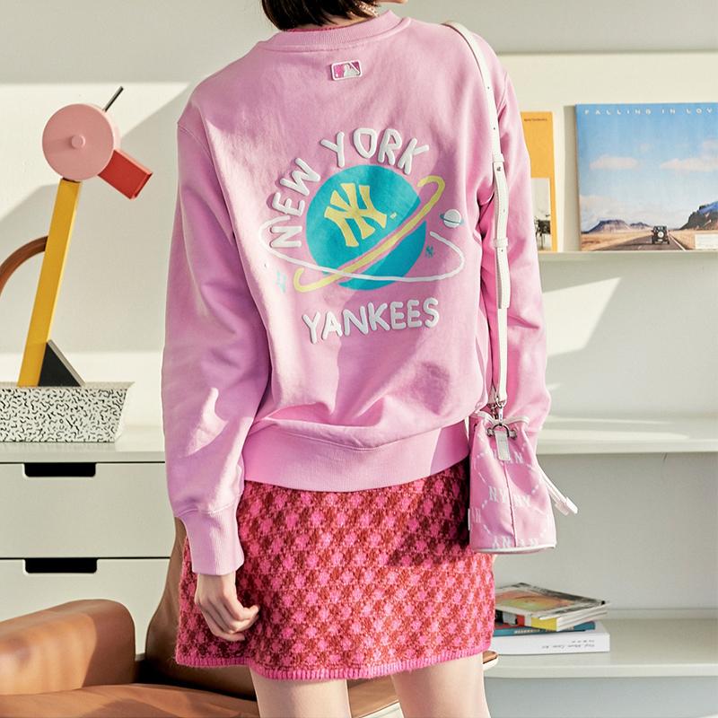 New MLB Monogram Collection Polyester Bucket Bags Shoulder Bag Crossbody Bag Mini Unisex Pink 3ABMS022N-50PKS