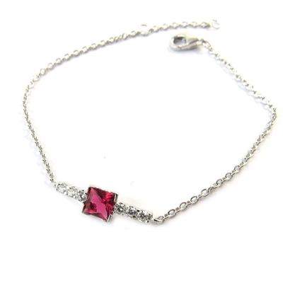 [N6825] - Silver Bracelet 'Sissi' Ruby ​​white Silver (rhodium Plated)
