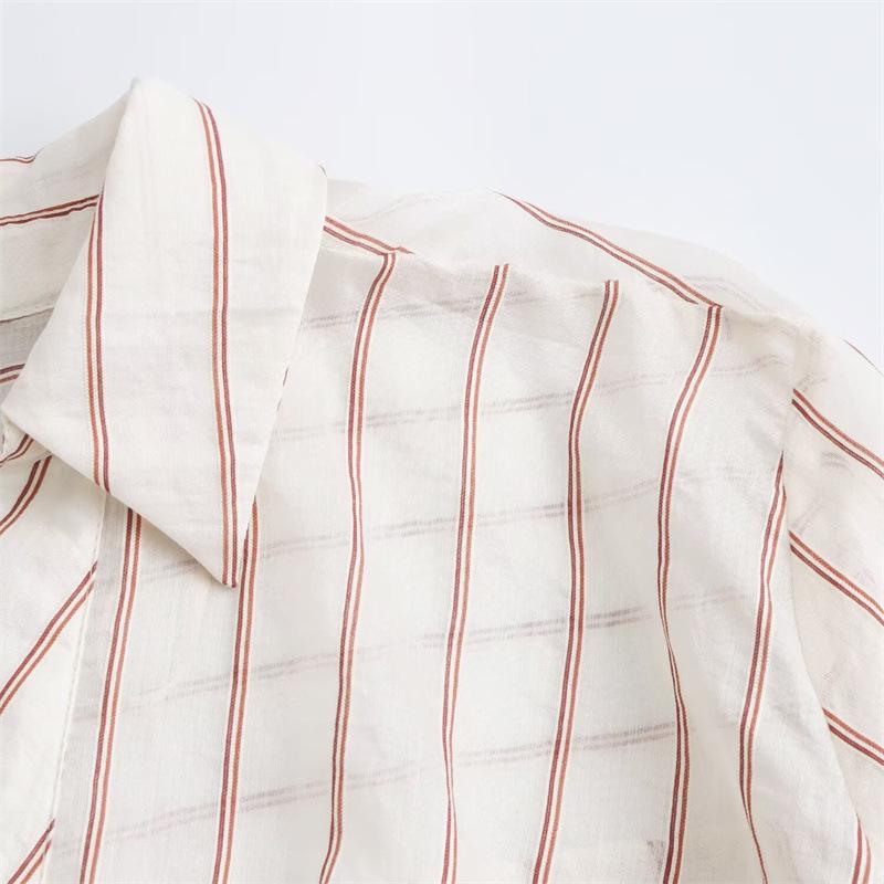 European & American Style Women's Casual Fashion Metal Line Pattern Shirt