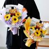 Dr.Bear Graduation Bouquet Gift Crochet Flower Knitted Sunflower Bouquet Hand-woven Flower Bouquets Birthday Graduation Gifts