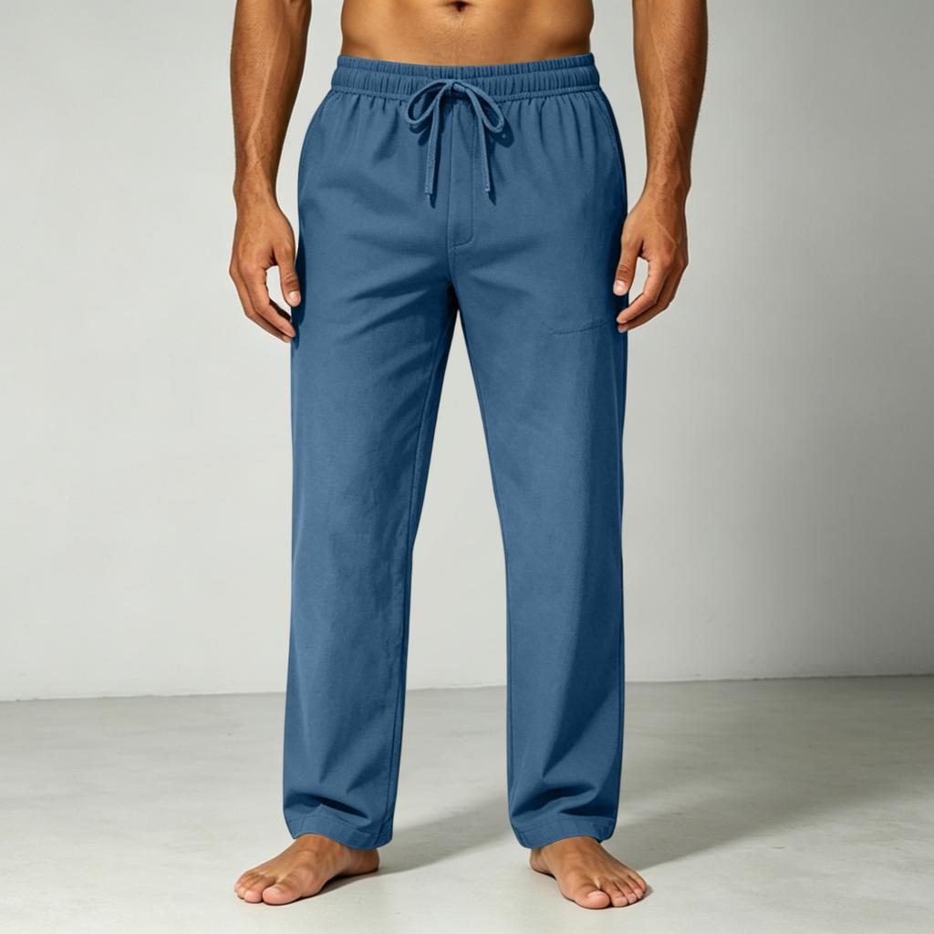 Men's Loose Fit Drawstring Waist Casual Pants Lightweight Breathable Cotton Linen Blend Relaxed Fit Trousers for Everyday Wear
