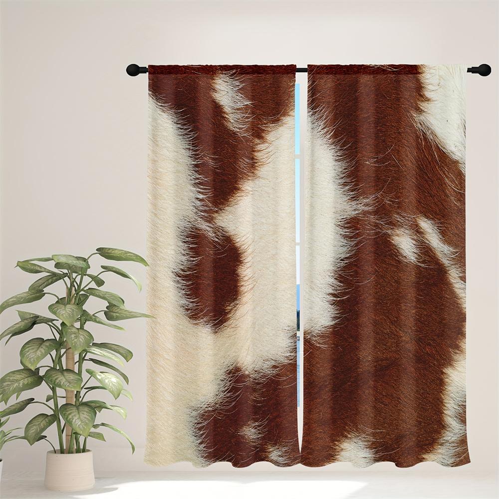 Cow Print Farm Aniaml Western Cowboy Window Curtain Blinds For Living Room Kid's Bedroom Bathroom Kicthen Door Home Decor2Pcs