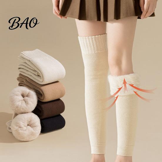 Cozy Fleece Lined Leg Warmers Winter for Women, Over The Knee Thigh High Socks, Elastic Cold Weather Boot Cuffs Soft Thermal Sleeves, Thickened Plush
