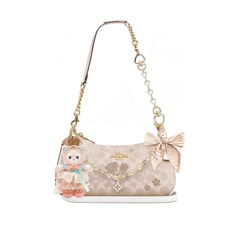 

COACH shoulder bag [Customized bag] Teri 24 classic presbyopic Logo zipper closure, pendant, scarf, bow, printing Pear Blossom Season Basic Style білий