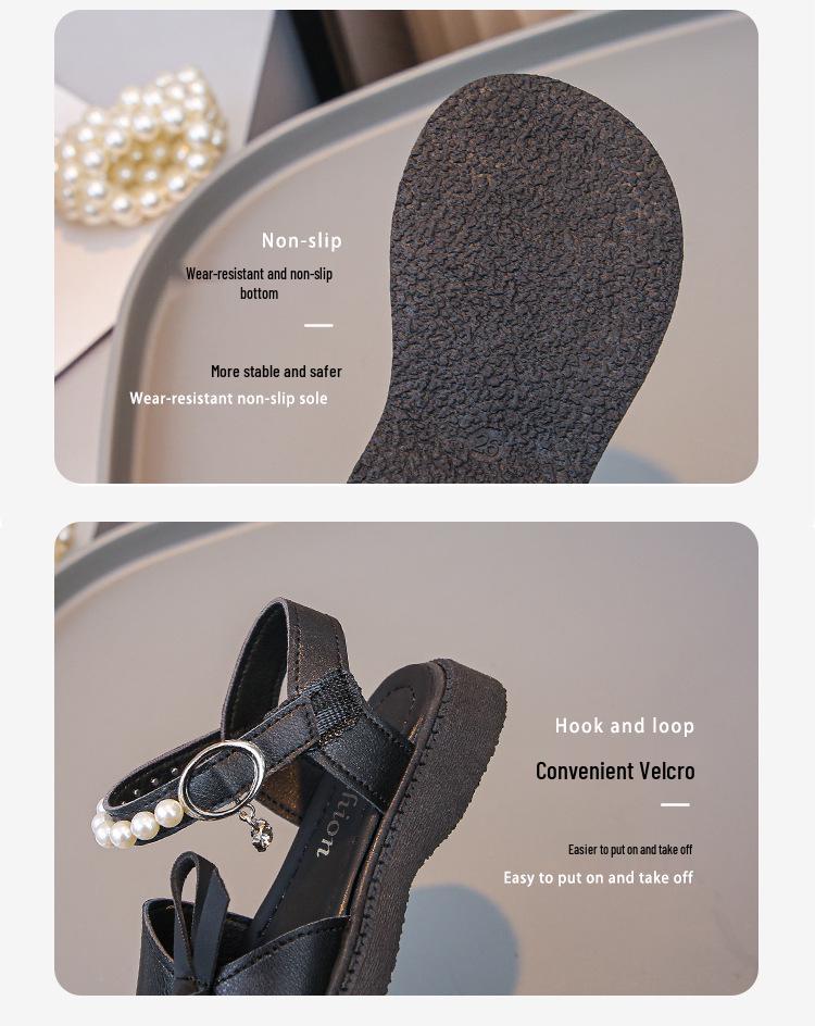 2026 Girls' Stylish Summer Soft-Soled Princess Sandals - Korean Style, Versatile Beach Shoes for Medium and Large Children