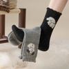 Thick and Warm Wool Socks for Autumn and Winter, Cute Cartoon Dot Yarn Mid-calf Socks, and Long Socks for A Little Girl Puppy