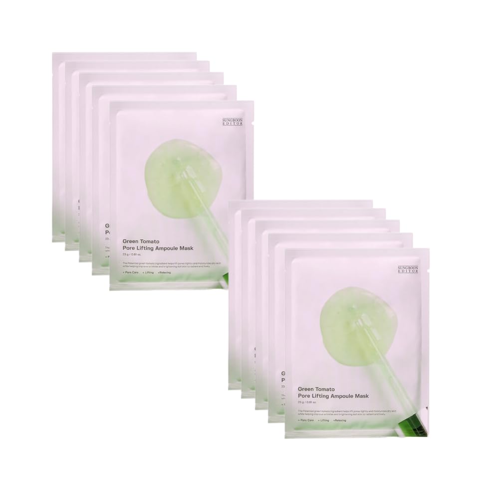 

Маска-ампула для пор с зеленым томатом 23 г x 10 Отбеливание Пор Кожа Корейский уход за кожей [SUNGBOON EDITOR] листы, Кожа, Уменьшение, Ниацинамид, Текстура,