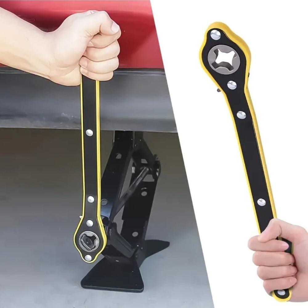 Hand-Cranked Vehicle Jack & Labor-Saving Wrench for Tire Changes on Small Cars & Sedans - Hydraulic Horizontal Design