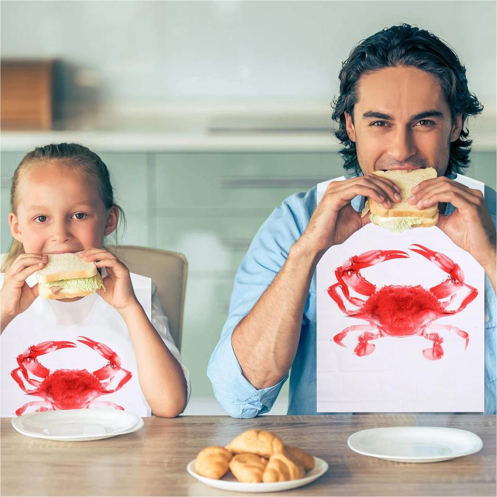 100 Pcs Adult Crab Bibs Portable Disposable Apron Bbq Waterproof Plastic Aprons Sleeveless