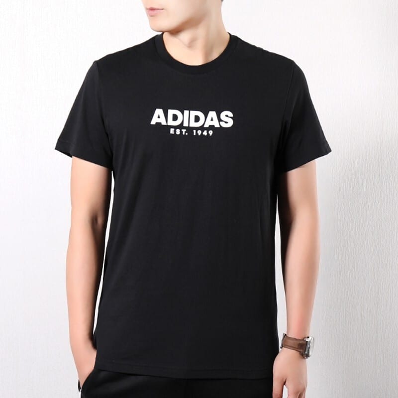 adidas T Shirts Men's Black Crew Neck Moderate Straight Fit EK4730