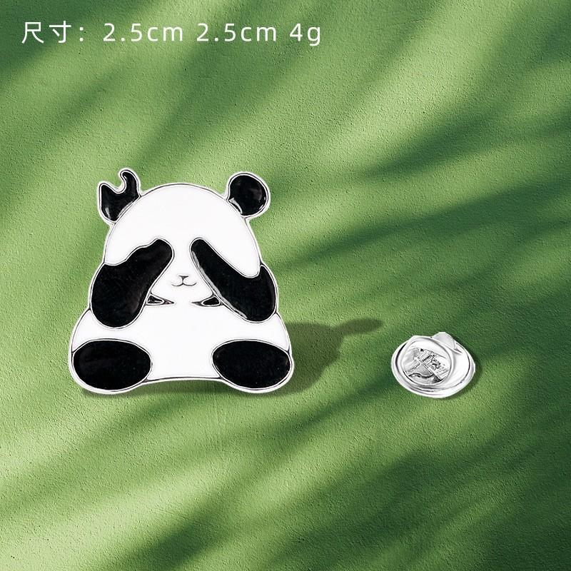 Chinese style panda brooch cute animal bag badge clothing bag accessories bamboo giant panda chain collar pin