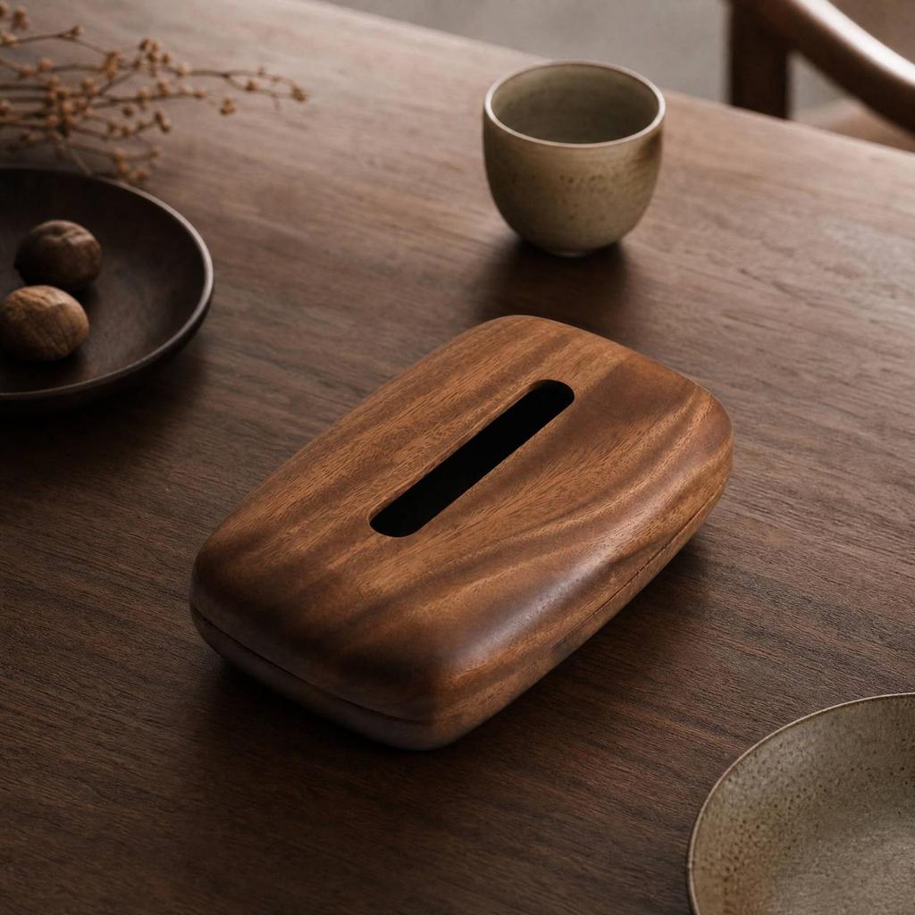Wooden Tabletop Tissue Box Minimalist for Countertop, Office