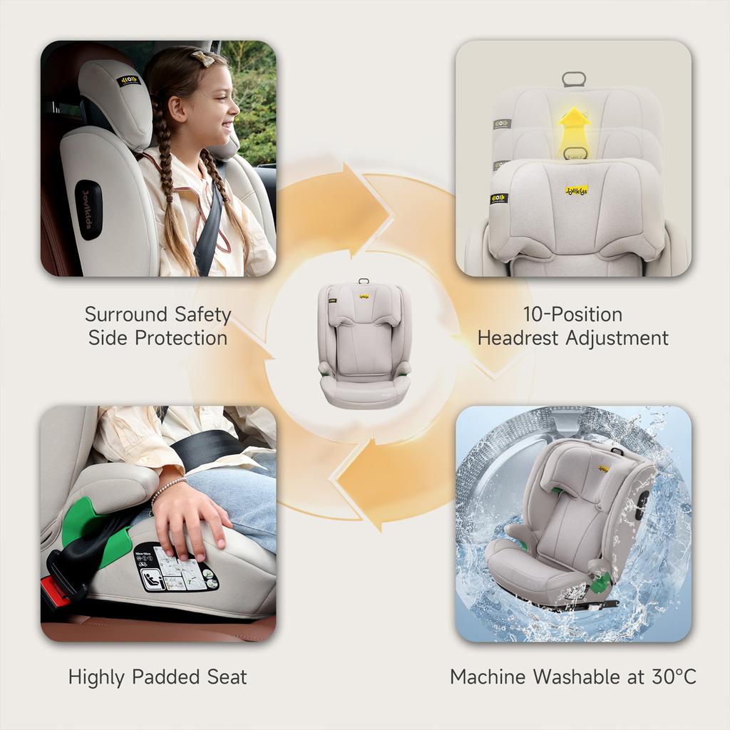 Leon Highback Booster, i-Size R129, 100-150cm, 3.5-12 Years, Adjustable Backrest & Headrest