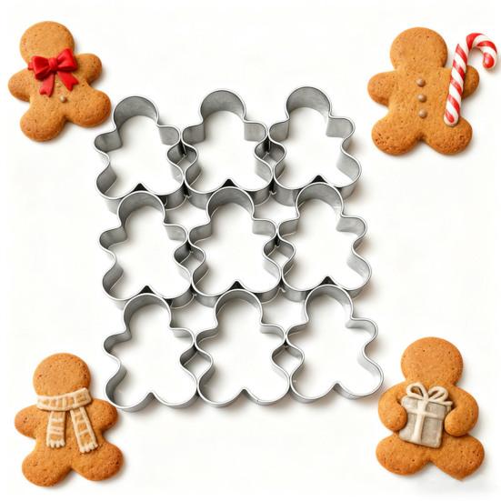 Gingerbread Man Cookie Cutters 9 Cavity Stainless Steel Baking Mold for Biscuits And Fondant Easy to Clean Baking Tool for Home Baking And Festive