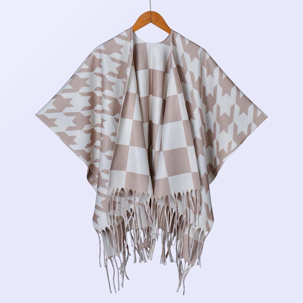 New National Style Ink Double-sided Thickened Shawl with Women's Autumn and Winter Retro High-end Photo Shawl Large Cape