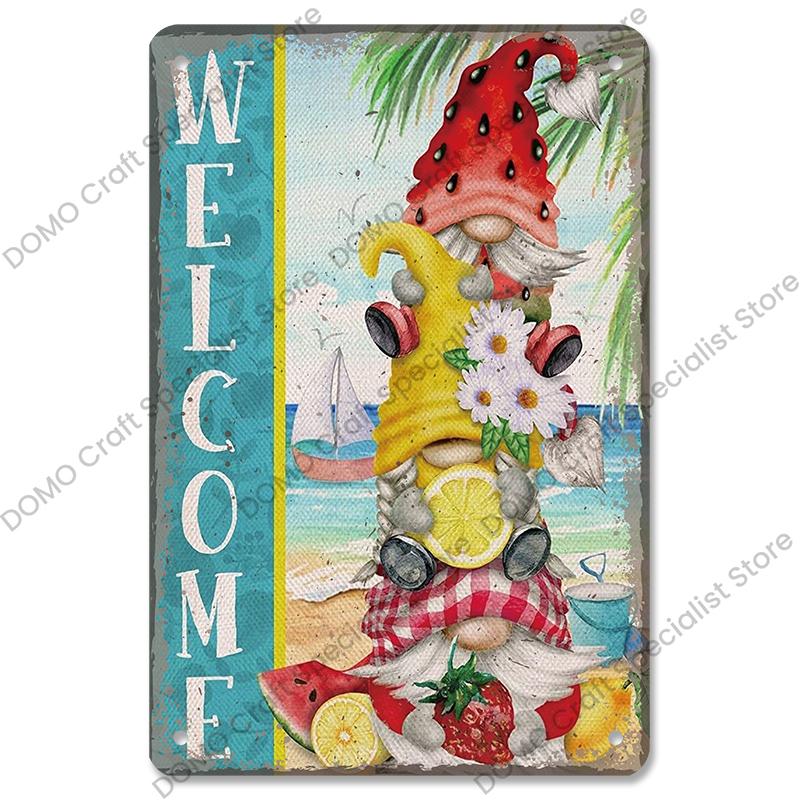 Welcome Poster Metal Plate Vintage Pumpkin Sunflower Bird Metal Tin Signs Wall Decor Garden Door Cafe Party