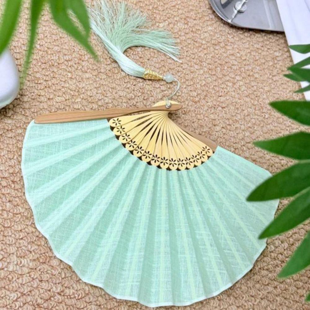 Bamboo Frame Folding Hand Fan Shell-Shaped Dance Fan Creative Summer Cooling Fan Photo Prop