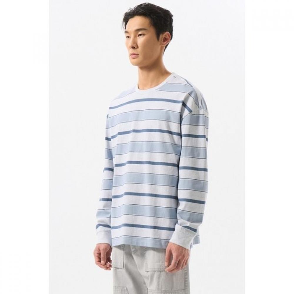 Customellow Grey STripe Long Sleeve T shirT cwTas25215gyx