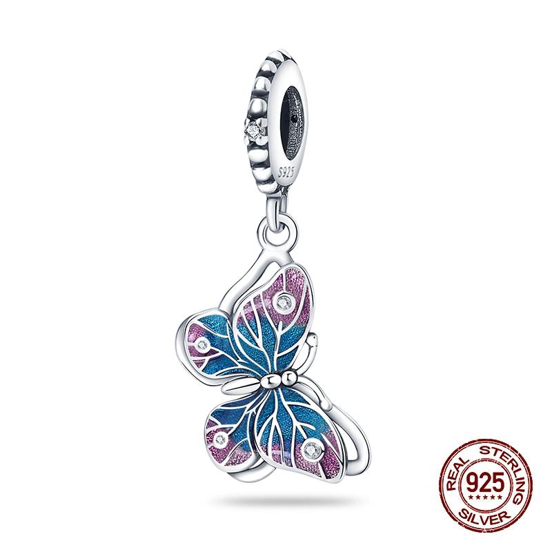 Compatible With 3MM Authentic Bracelets copper Colorful Dragonfly Flower Gem Butterfly Charm Bead Charms Bead Charms Fine Do It Yourself Jewellery Mak