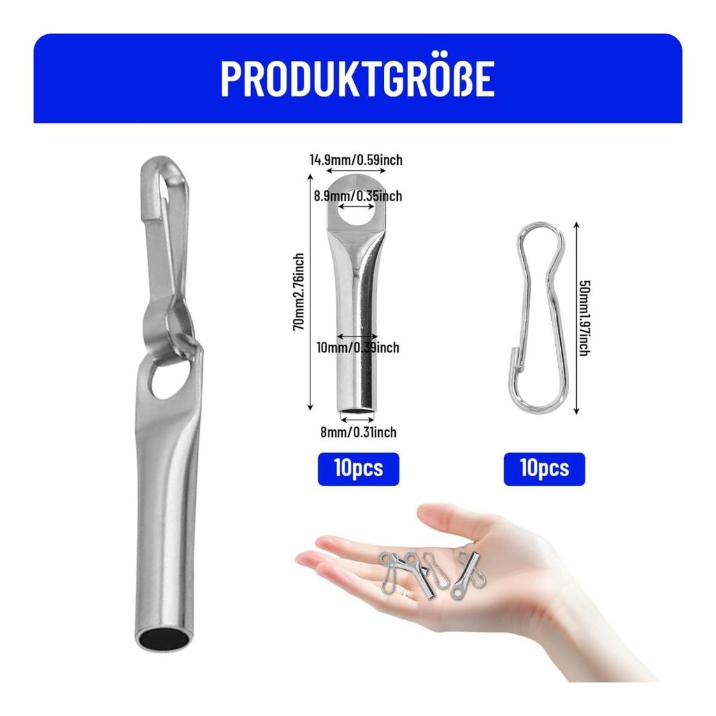 10 Pieces Rope End Clip with Hook Resistant Spring Reliable