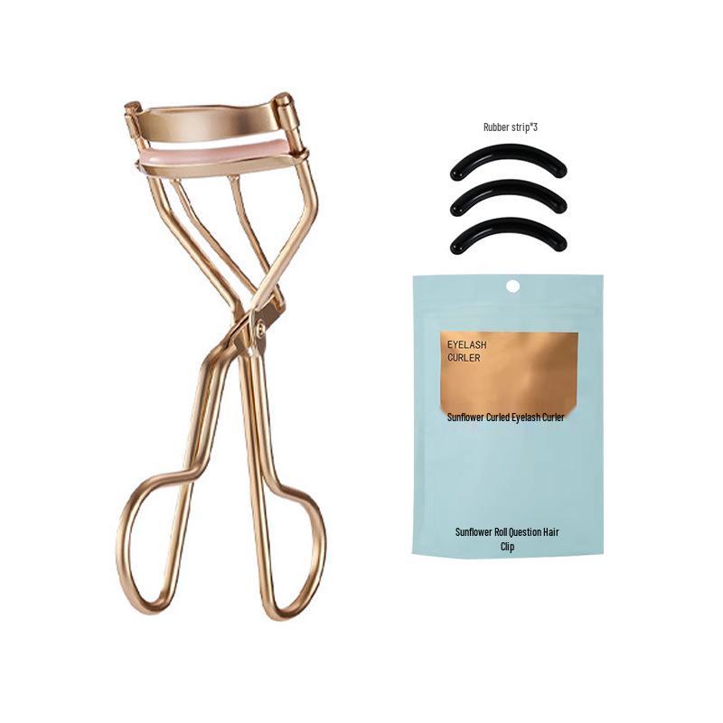 Stainless Steel Eyelash Curler - Natural Sunflower Design, No Pinch