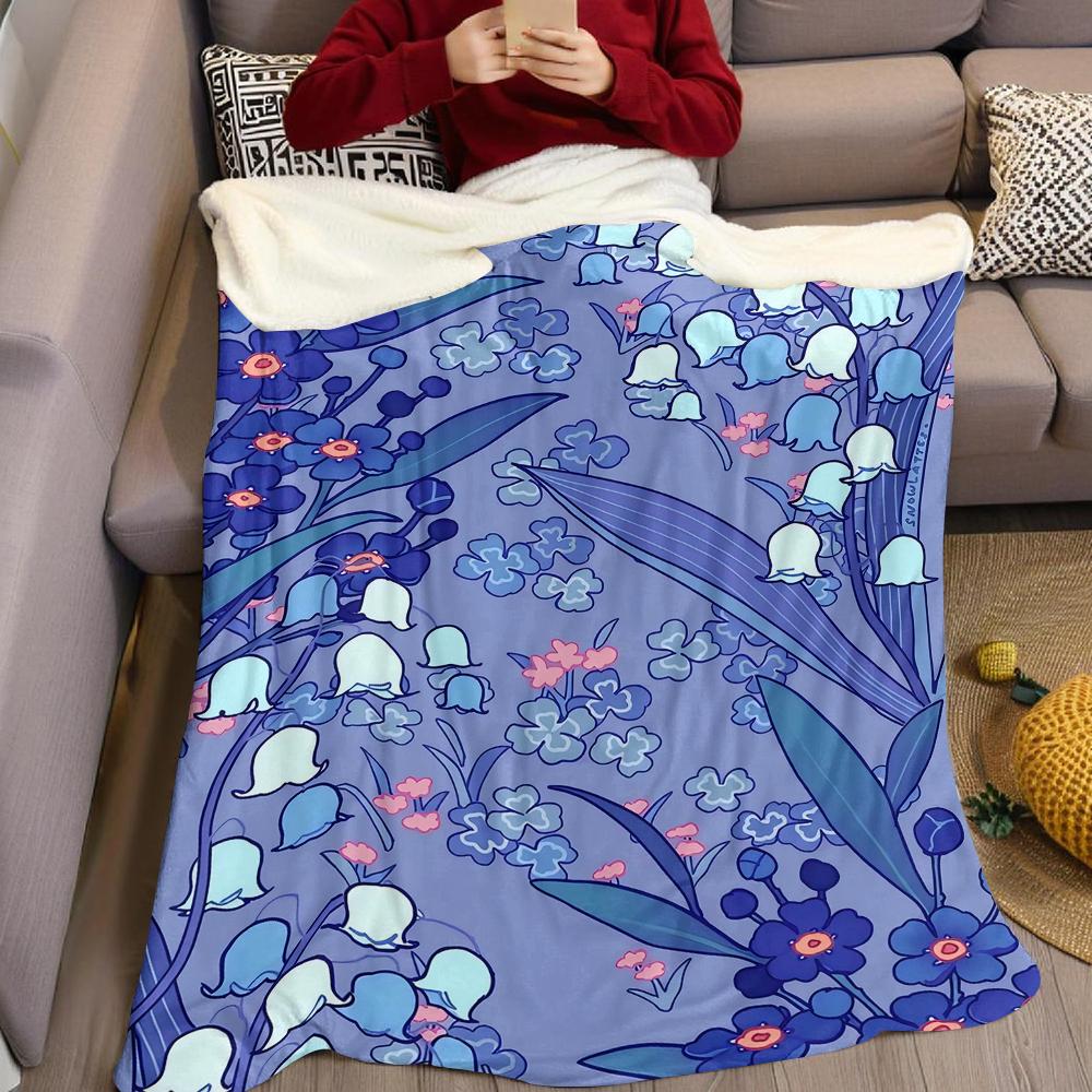 Lilac Flower Breeze Flannel Blanket Warm Soft Halloween Christmas Couch Warm Cozy Decorative Decor Gift for All Season