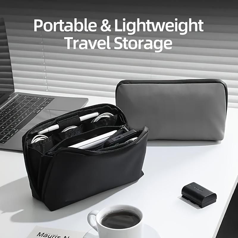 Étui Organisateur à Fermeture Éclair Fin pour Accessoires Tech & Appareil Photo Sac de Rangement Portable Multi-Compartiments pour Appareils Photo Reflex Portables Ordinateurs Portables USB