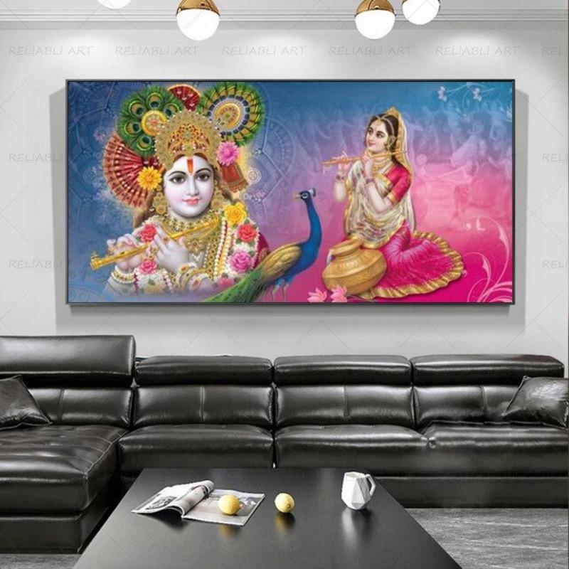 Radha Krishna  Buddha Canvas Art Prints  Modern Wall Decor for Living Room Unframed
