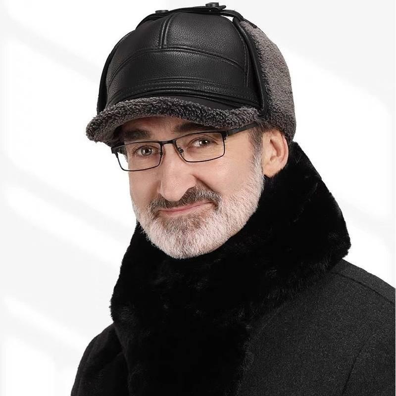 Winter Cotton Thickened Ear Protection Hat Leather Baseball Caps Adjustable