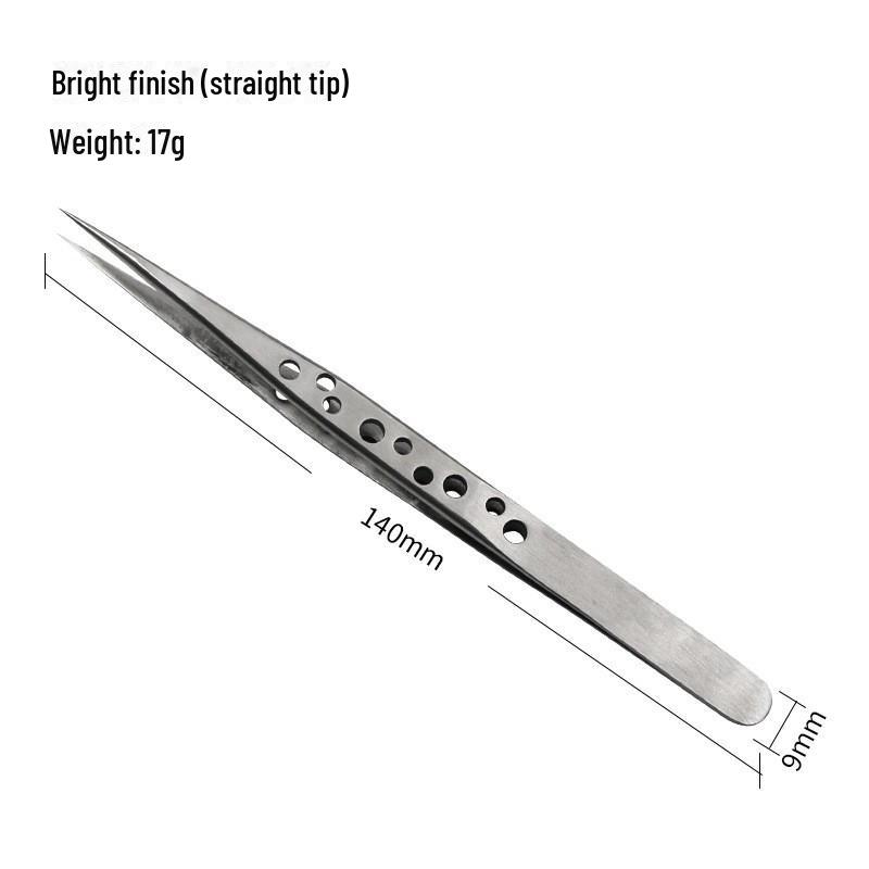High Precision Stainless Steel Tweezers with Pointed Elbow for Electronic Mobile Phone Repair, DIY with Holes.
