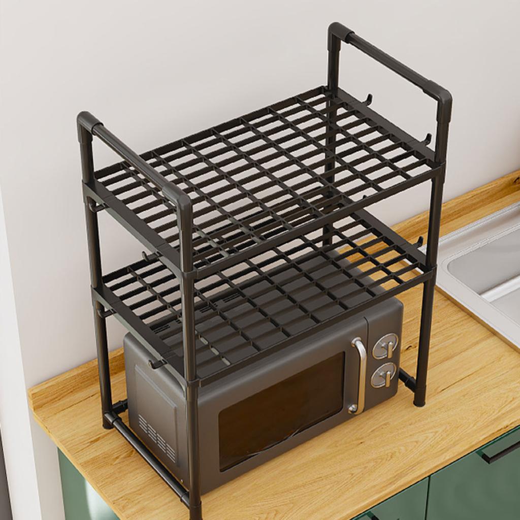 Multifunctional Microwave Rack, 3-Tier Stackable Shelf Organizer, Sturdy Metal for Home Kitchen Office Pantry Storage
