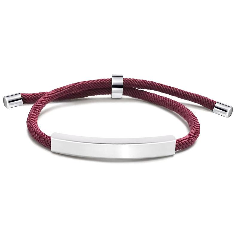 Personalized Engraved Bar Bracelets for Women Men Romantic Customize Name DIY Braided Bracelets Charm Couple Jewelry Gifts
