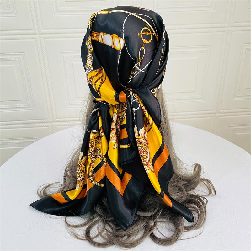 Silk Hair Scarf Scarftop Women Summer Satin Headscarf Foulard Bandana Cheveux Soft Neckerchief Hijab For Ladies