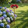 Flower Shaped Bird Bath Stand Metal Bird Water Dispenser Bird Bath Bowls Flower Garden Stake  Patio