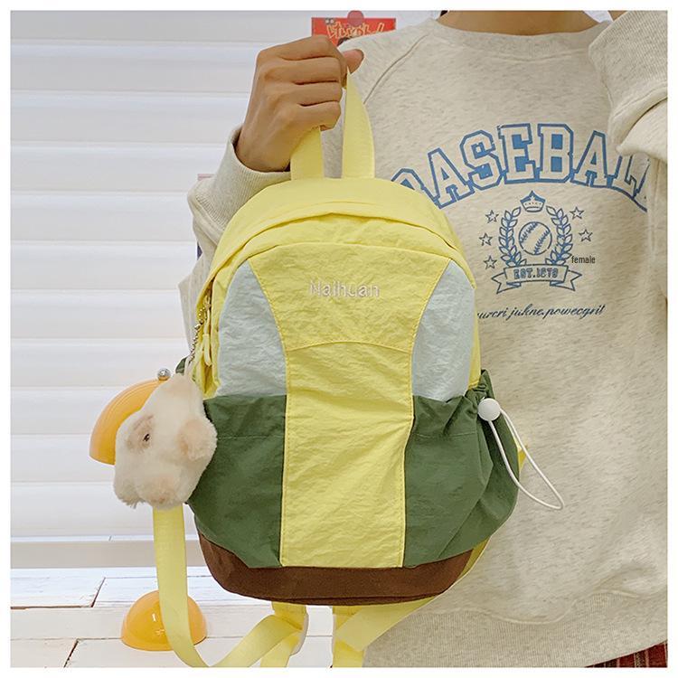 Autumn Waterproof Nylon Backpack: Versatile Color-Block Design for Students and Outings