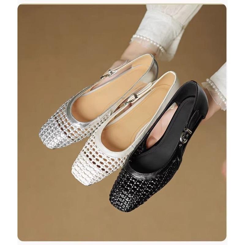 Fashion 2025 New Hollow Shoes Breathable Baotou Sandals Women's Summer Wear Simple Fashion Flat Heel One Buckle Strap