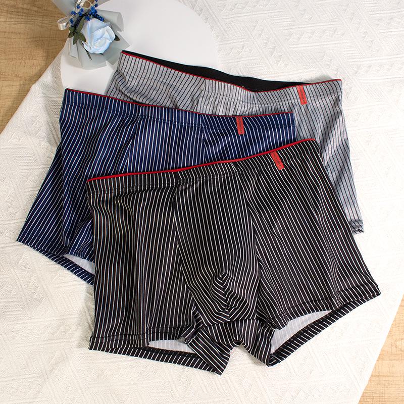 Men's Antibacterial Breathable Striped Boxer Shorts