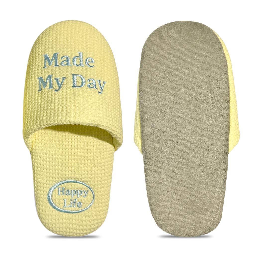 Fashion Made My Day Household Slippers Embroidered Cotton Slippers Quiet High Sense Spring and Summer Lightweight Couple Women's Flats