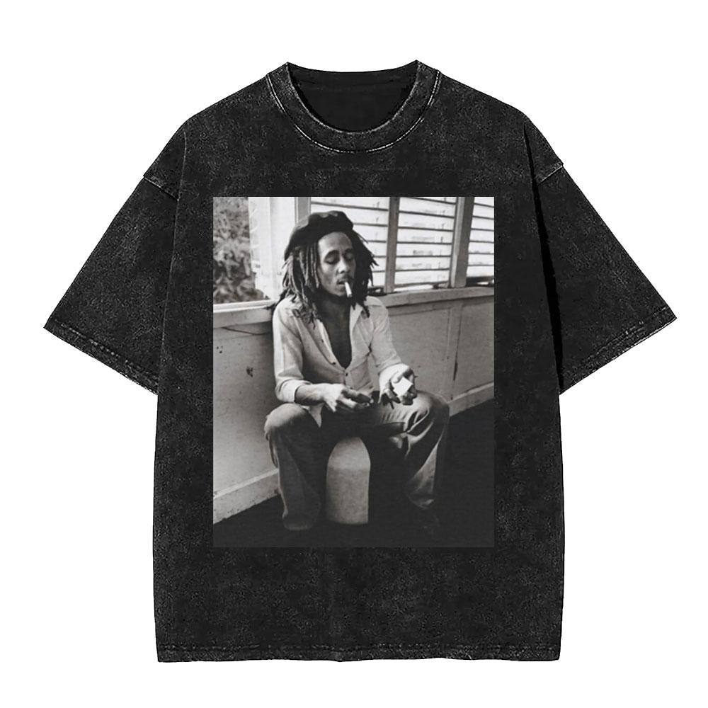 Bob Marley Legend Portrait Face Washed T Shirt Reggae Music Men Women Vintage Hip Hop Tshirt Cotton Casual Short Sleeve Tshirts