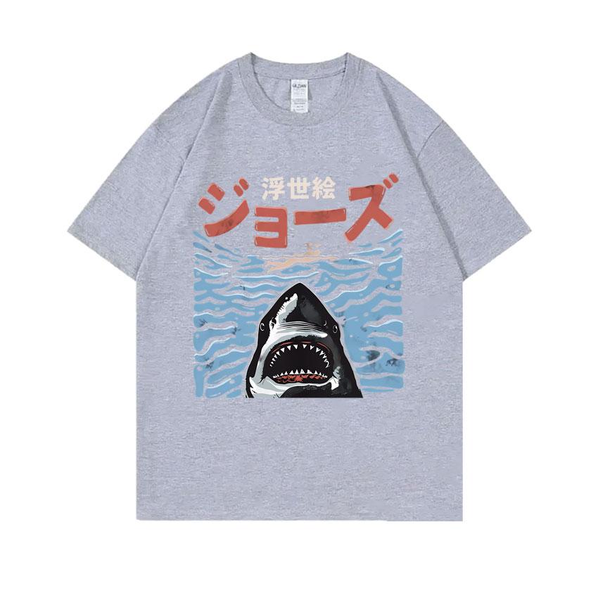Japanese Vintage Shark Week Funny Meme Tshirt Men Women Fashion Casual Oversized T Shirts Men's Pure Cotton Short Sleeve T-shirt