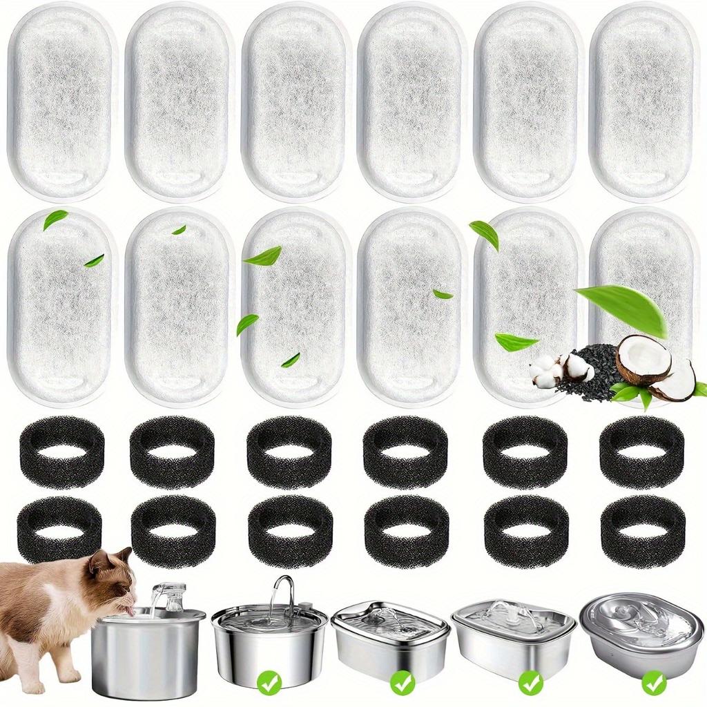 12PCS Cat Water Fountain Filters Activated Carbon Sponge for Home Stainless Steel Pet Water Dispenser Healthy Care Accessory