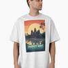 Angkor Wat Cambodia Sunset Temple Art Oversized T-Shirt