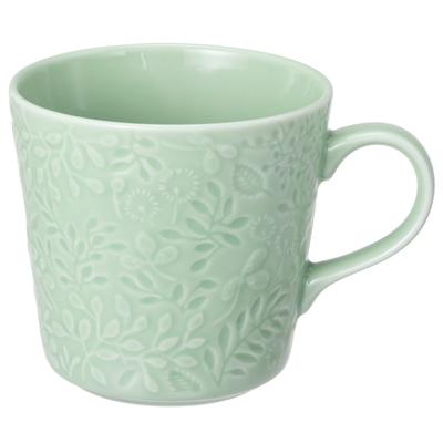 NARUMI Anna Emilia Midsummer Meadow Floral Cute Relief and Dishwasher Made In Gift Mug, 350cc, Green, Print, Design, Large, Microwave, Oven, Safe,