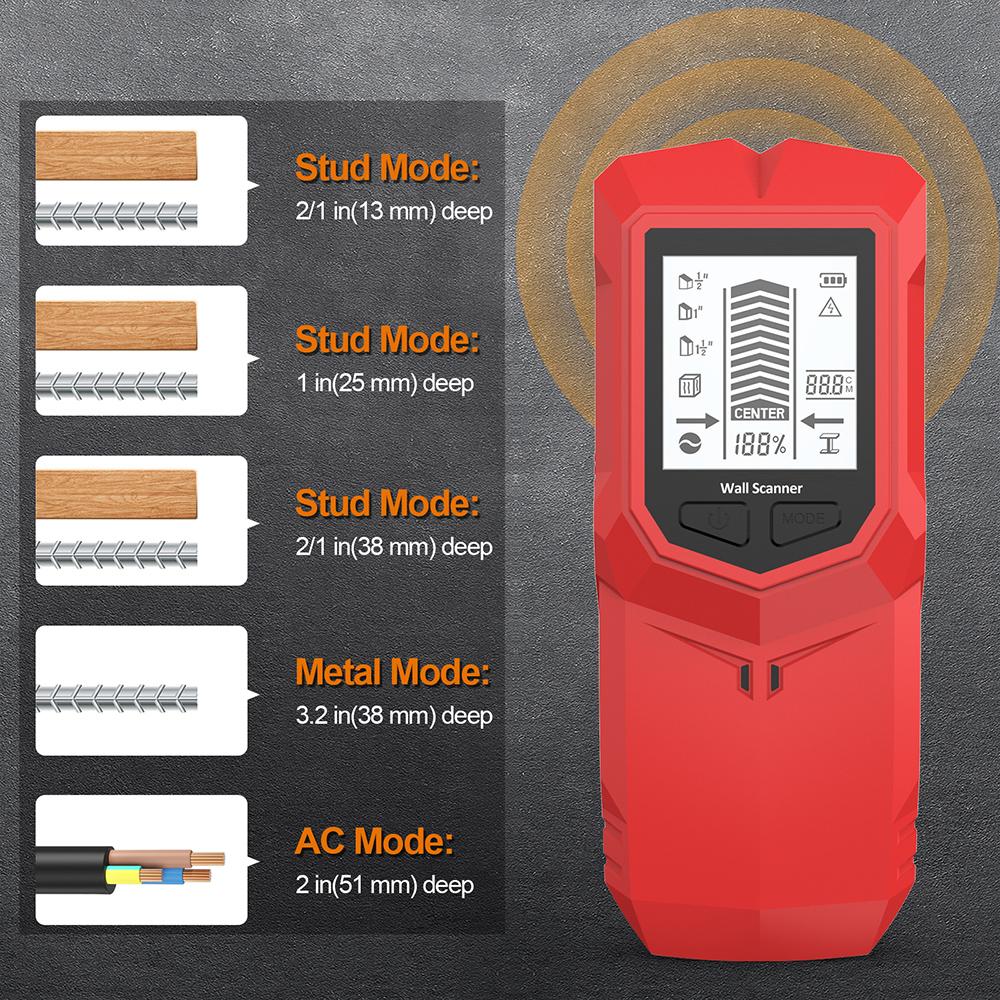 HW-910 Multi-purpose Wall Detector, AC Wire, Cable Detector, Depth Tracker, Wall Metal Detector, Wood Finder