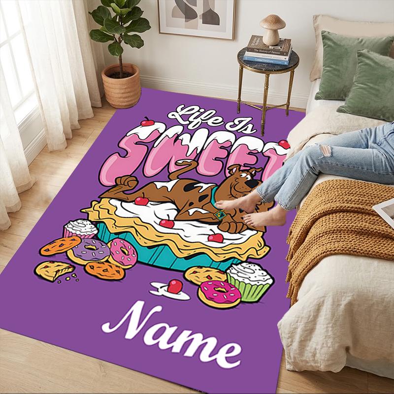 Custom Name Scooby Love Living Room Non-Slip Area Rug Soft Carpet for Bedroom Kids Playroom Sofa Office Home Decor Doormat