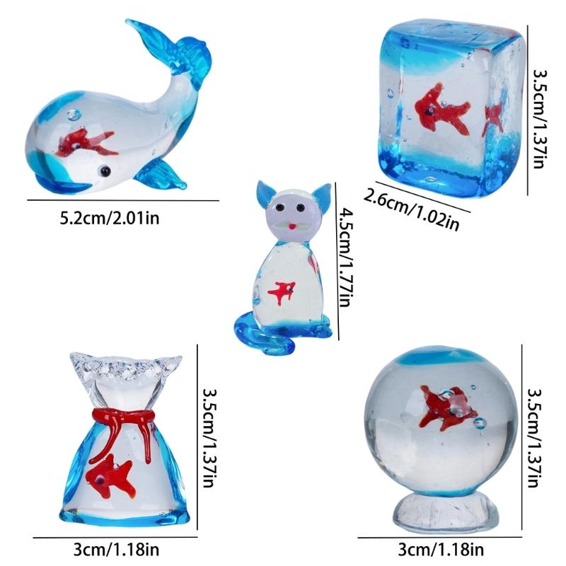 Glass Fish Tanks Figurines Collectibles Figurines Glass Fish Tanks Statue for Home Office Bedroom Aquarium Decorations