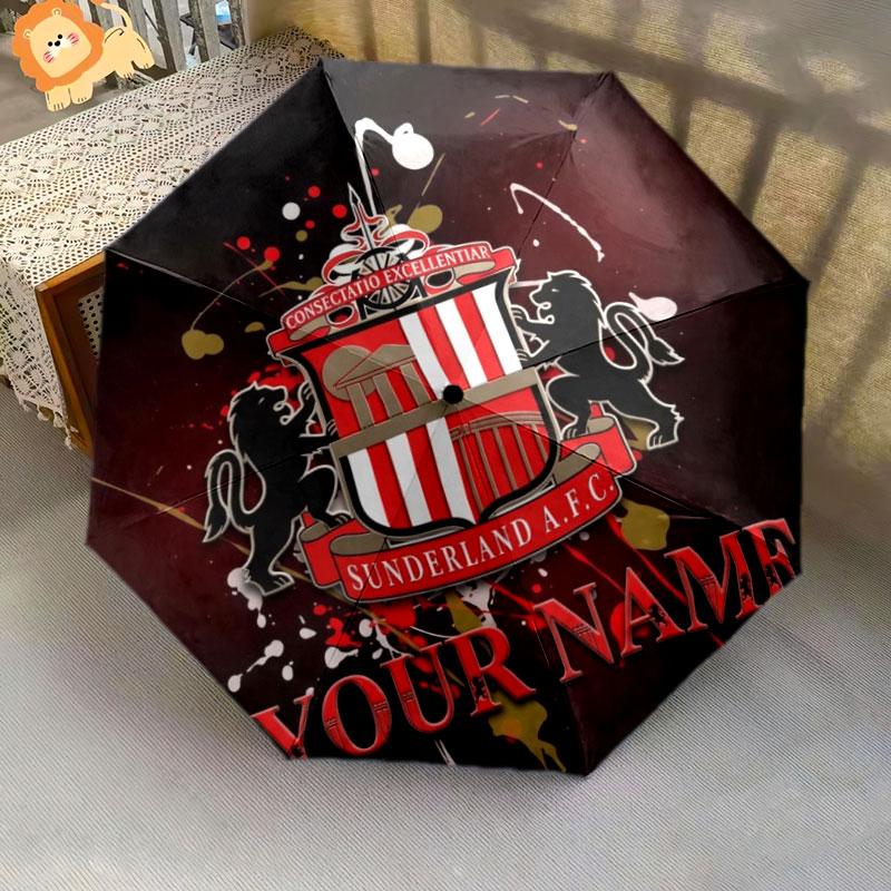 1 PC Automatic Folding Umbrella - Sunderland A.F Custom Name Pattern, Portable & Foldable Design with 8 Ribs, Christmas Birthday Gifts